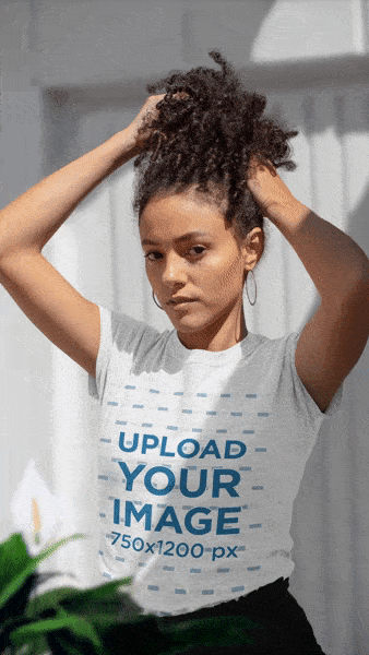 Parallax Video Of A Curly Haired Woman Wearing A T Shirt