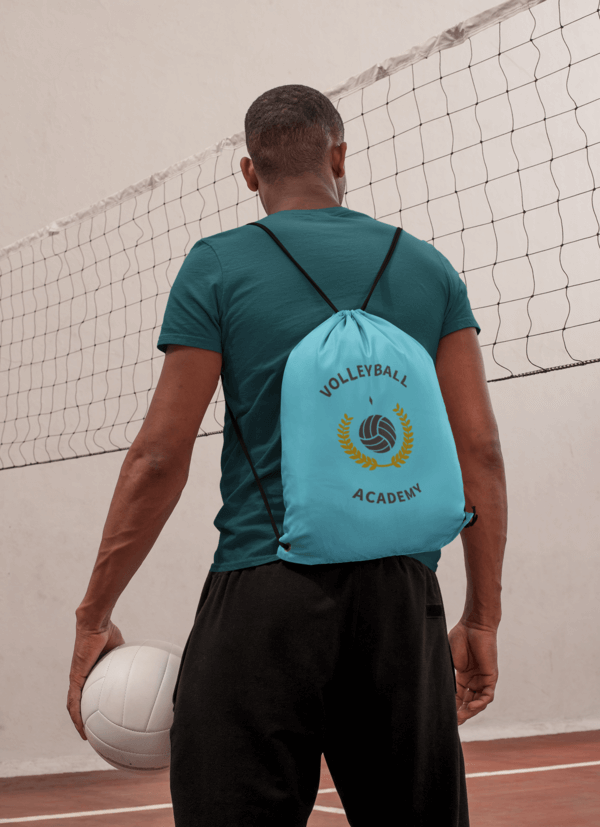 Drawstring Bag Mockup Featuring A Man Ready To Play Volleyball